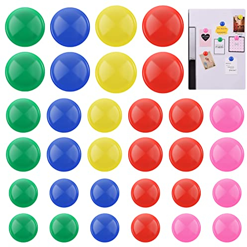 32 Stück Magnete für Magnettafel 5 Farben Kühlschrankmagnete Magnete Kühlschrank Whiteboard Magnete Stark Klein Rund Magneten für Schließfach Foto Schule Magnetwand Pinnwand Magnete (3 Größen)