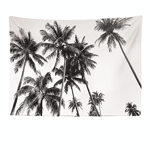 Ulticool - Strand Natur Vintage Palme Art Schwarz Weiß - Wandteppich - 200 x 150 cm - Großer Wandteppich - Poster - Leinwand - Zubehör für Schlafzimmer Wohnzimmer Kinderzimmer