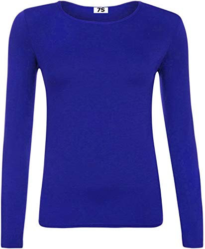 7STYLES® Girls TOP Long Sleeve T Shirt Kids Basic Plain TOP Crew Neck School Uniform 5-13 (as8, Age, 11_Years, 12_Years, Regular, Royal Blue)