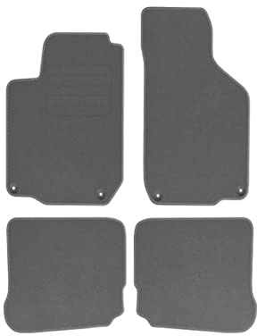 Veloursfussmatten Automatten Velourmattenset für VW New Beetle Bj. 1997 – 2010 Mit Absatzschoner Passform Neu STD GRAU runde Befestigungen