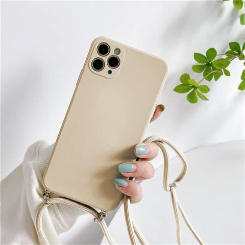 Hadwii Handykette Hülle für iPhone XR HandyHülle mit Kordel zum Umhängen, Soft TPU Silikon Cover mit Band Hülle [Einstellbar] [Abnehmbar] Necklace Case für iPhone XR, Weizen