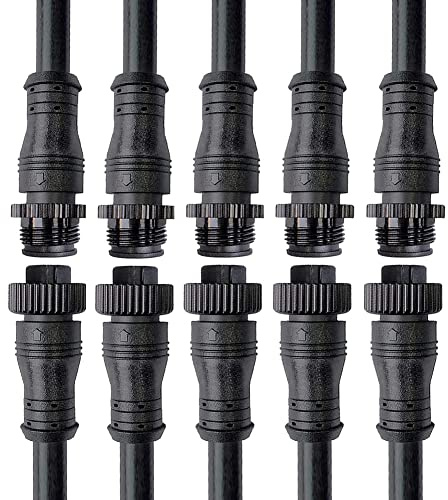 YETOR wasserdichte Stecker 2 polig,IP68 16AWG Male Female Plug LED Steckverbinder,Metallmutter wasserdichte Anschl¨¹sse mit 20CM Verl?ngerungskabel f¨¹r LED Lichtleisten.(2Pin 5Pairs)