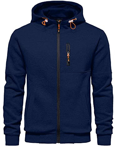 CTU Men's Hoodies Zip Up Sweatshirts Fleece Jackets for Men Navy M