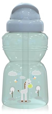 Baby Care Kinder Trinkflasche 325 ml Sport-Sipper Tiere Schutzdeckel Strohhalm, Farbe:grün