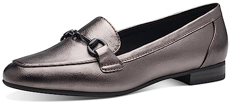 MARCO TOZZI Damen Loafer ohne Absatz aus Kunstleder Elegant, Silber (Pewter), 40