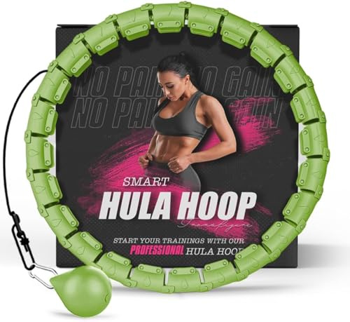 Hula Hoop Reifen Erwachsene Abnehmen und Massage, hulahuppreif zum abnehmen trainiert Hüfte, Beine, Po, hoopie der nie Herunterfällt, Hula Hoop mit Gewicht Kugel inkl