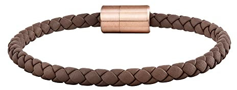 caÏ Herren Armband Leder olivenblattgegerbt braun rosé Edelstahl 21cm Braun 029060006-21