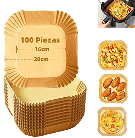 Backpapier für Heißluftfritteuse, Backpapier Airfryer, 100 Stück 16 cm Airfryer Zubehör Antihaft Wasserdicht Ölfest Einwegschalen Pergamentpapier Liner für 3-5L Bratpfanne Ofen Mikrowelle