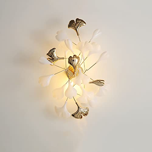 Leichte Luxus-ginkgo Biloba Wandleuchte,Schlafzimmer-nachttisch-wandlampe,Moderne Designer-wandleuchte,Kreative Flurleuchte,Ganglampe,Wohnzimmer-rückwandleuchte-Golden. 40 * 60cm