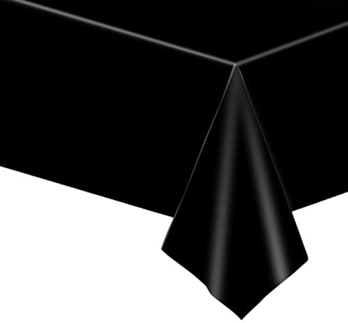 POPOYU Nero Tovaglia Antimacchia, Tovaglie Rettangolari per Feste, Grande Tovaglia Natalizia 137x274cm Tovaglie PE Copri Tavolo da Interno Elegante per Natale Feste Giardino Esterno Compleanno