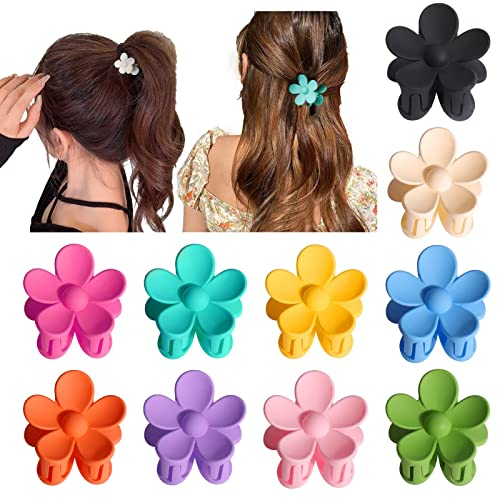 WOOXDYUK 10 Stück kleine Blumen-Haarklammern,für Frauen, Mädchen und Kinder – rutschfester Haarschmuck für dünnes/mitteldickes Haar (10 Farben)