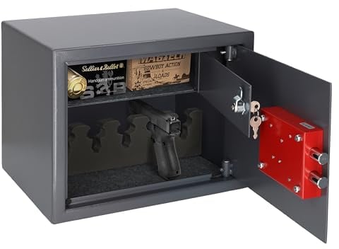 Brihard Armes à Feu et Munitions XL Taille Coffre-fort à clé avec Compartiment Interne Verrouillable- 30x38x30cm - Capacité 30L - Coffre-fort à Parois épaisses pour la Sécurité de Votre Maison