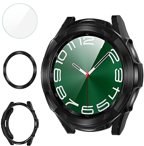 Diruite Protective Case for Samsung Galaxy Watch 6 Classic 47mm Screen Protector,TPU Scratch Resistant Dustproof Case+HD Tempered Glass Screen Protector for Samsung Galaxy Watch 6 Classic 47mm Cover