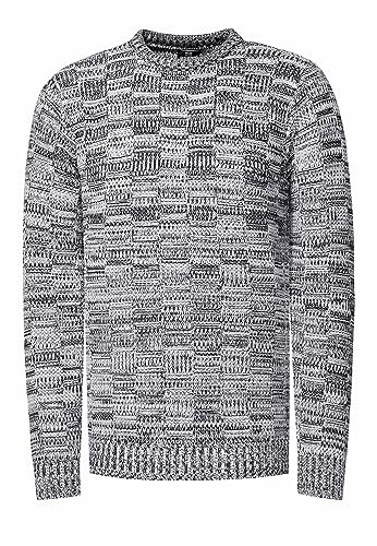 Rusty Neal Herren Pullover Schwerer Grobstrickpullover mit Rundhals-Ausschnitt im Streetwear Kontrast Block-Design S - 3XL 438