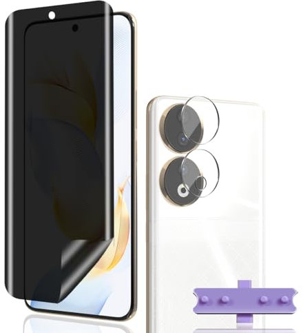 Phlleyaa Protector de Pantalla para Honor 90,Anti Espía TPU Película Protectora 1 Pack y Protector de Lente de Cámara 1 Pack,Fácil de Instalar Anti Espía Pantalla para Honor 90