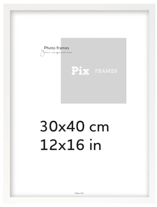 Pix FRAMES Bilderrahmen 30x40 cm - Holzrahmen für Foto - Rahmen mit Scheiben aus acrylglas - Rahmen zum Aufhängen - Modern Photo Frame - Weiß