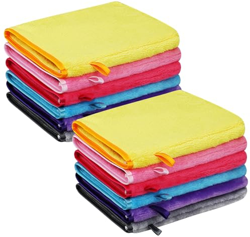 GRBAIN Microfaser Waschlappen Kinder Frottee Waschlappen Mikrofaser Waschlappen Gesicht Waschhandschuh Kinder Microfaser Handtücher Mikrofaser Handtuch Waschlappen Baby für Bad SPA 12 Stücke
