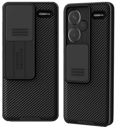 XTCASE Funda para Xiaomi Redmi Note 13 Pro+ Plus 5G, Protección de la cámara Carcasa Cubierta de cámara Deslizante Ultra Delgado Rígida PC Anti-Choque Anti-arañazos Proteger Caso, Negro