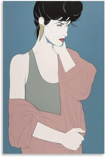 LVTFCO Mode Patrick Nagel Poster《Grüne Weste 》Wandkunst Patrick Nagel Drucke Patrick Nagel Leinwandmalerei für Zuhause Bild Pop Dekor 50x70cm Kein Rahmen