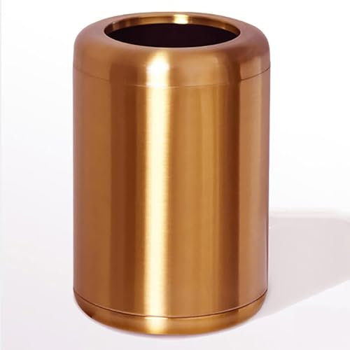 LEASYLIFE Poubelle de salle de bain en laiton - Grande ouverture - En acier inoxydable - Pour salle de bain, chambre à coucher, hôtel, bureau, fermeture éclair - Or rose