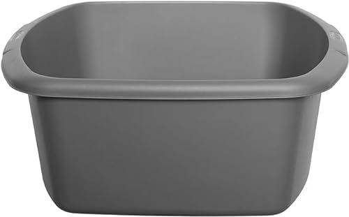 Aurora - WF Rectangular Washing Up Bowl Plastic Kitchen Heavy Duty Basin Sink Large (Silver)