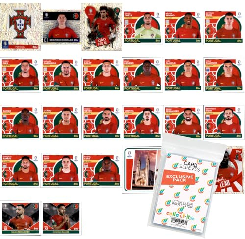 Bundle mit UEFA EURO 2024 Germany - Sammelsticker - Mannschaftspaket + Exklusive collect-it Hüllen (Portugal)