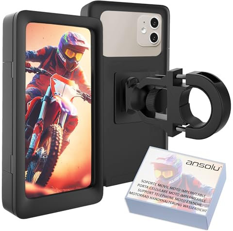 Support Telephone Moto Velo Etanche avec Coque Impermeable Fenetre Arriere et Fixation securisee sur Le Guidon Compatible avec Les Smartphones jusqu'a 7,5 Protection Complete Rotation 360