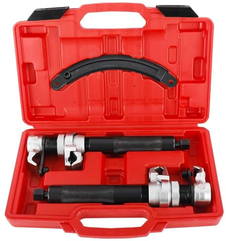 FreeTec Juego de 3 tensores de muelles, herramienta profesional para muelles de coche, tuning y bajada, tensor para amortiguador, capacidad de carga 1,2T (1200 kg), color rojo