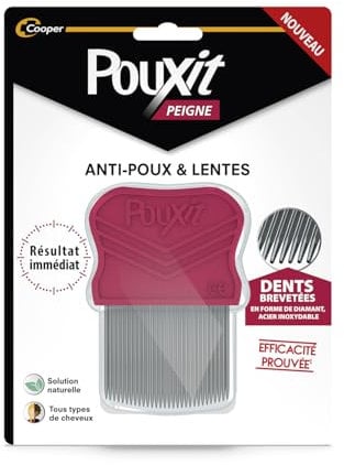POUXIT - Peigne anti-poux et lentes en acier inoxydable - Méthode naturelle contre les poux et les lentes - Résultat immédiat
