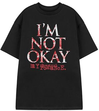 My Chemical Romance Unisex Black Graphic Tee | I'm Not Okay Band T-Shirt | Short Sleeved Emo Apparel | Alternative Rock Music Top for Men and Women | Retro Punk Merchandise Fan Gift