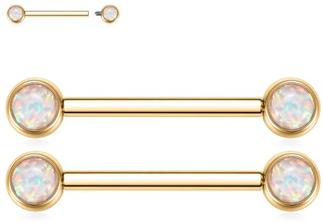 AROWRO 14G Zungenpiercing Brustwarzenstäbe Nippelpiercing Schmuck Titanium Zungenstege Nippelringe Innengewinde Zungenstegpiercing Flaches Rückenteil Brückenpiercing Schmuck