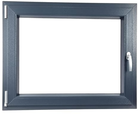 ALUCON Kellerfenster 1000x500 mm – Fenster 100x50 cm – Kunststofffenster Innen Anthrazit/Außen Anthrazit – Flügelfenster DIN Links