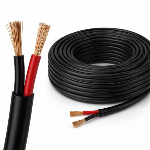 BMF DIRECT Automotive Round Twin 2 Core Cable 12V/24V Thin Wall Wire for Auto Boat 29A, 2.5mm² (50M Roll)