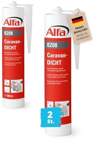 2x Alfa Caravan-DICHT 300 ml Montagekleber Wohnwagen Caravan Wohnmobil abdichten - dauerelastischer, schnell abbindender Hybriddichtstoff - ideal für Fugen - innen und außen