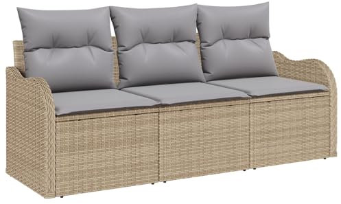 vidaXL Gartensofa-Set 3 STK. Beige Poly-Rattan