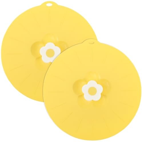 2 Pack Silicone Spill Stopper Lid Cover, 30cm Heat Resistant Boil Over Safeguard Pot Lids with Flower Shape Handle, Multifunction Reusable Splatter Pan Cover Lid for Home Kitchen
