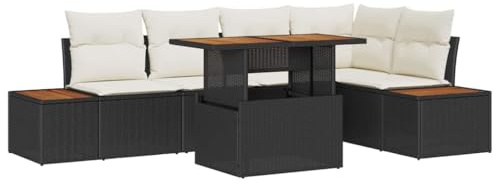 vidaXL Garten-Sofa-Set 6 STK. Schwarz Poly Rattan