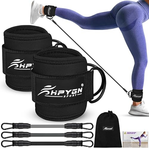 HPYGN Ankle Resistance Bands, Ankle Resistance Bands with Cuffs, Exercise Bands for Working Out, Leg Glutes Training Home Gym Workout Equipment for Women, Kick Back Ankle Strap for cable machines