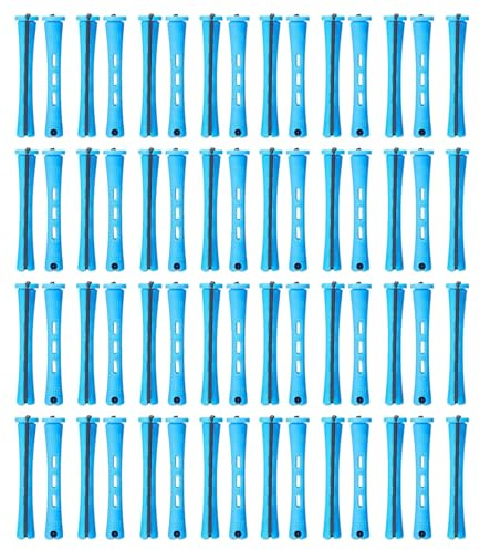 60 Pcs Perm Rods,0.35 Inch Perming Rods,Perm Rollers,Perms Curlers | No Damage|Reusable|Portable Perming Kit for Women & Men Natural Hairs Long Short Hairs Styling Tool.(Blue)