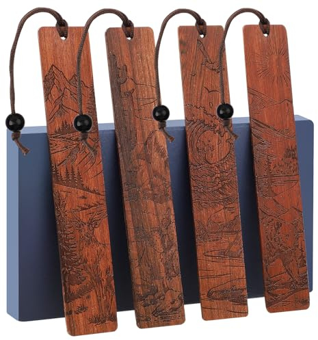 4Pcs Wood Bookmark for Men