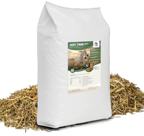 ALL-WIN Horse Hay Time 24/7 – 12 kg Strukturfutter für Pferde – Getreidefrei, Pferdefutter ohne Zuckerzusatz – Mit Timothee, Grünhafer & Luzerne – Staubfrei, magenfreundlich & rohfaserreich