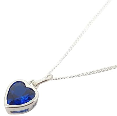Mini Heart Sapphire September Birthstone Necklace