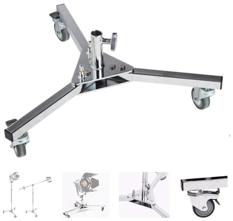 BOLLUMA Heavy Duty Edelstahl Licht Ständer Basis mit Rädern für Fotografie Video Licht, Rad Ständer Basis passt 1-1/8 (28mm) C Ständer Mitte Säule, 165lb / 75kg Last
