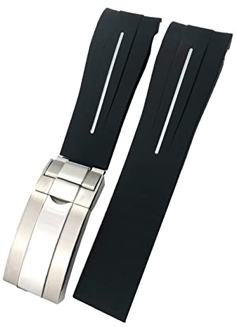 EKINS 21mm 22mm Schwarz Rot Blau Gummi Armband Für Rolex DEEPSEA Sea-Dweller Submariner 41mm Tauchen Wasserdichte Silikon armband(White,22mm DEEPSEA)