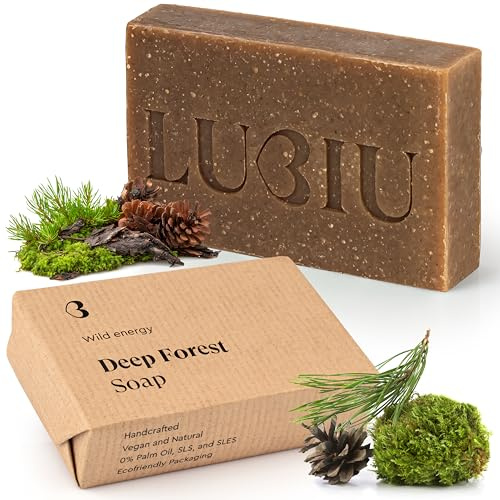 lubiu Tiefwald Seife Stück 100g - 3in1 Feste Duschseife Männer (Körper, Haare & Bart) - Naturseife Befreit von Schmutz & Öl - Feste Seife Männer - Duschseife Herren Festes Shampoo Herren