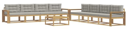 vidaXL Outdoor-Sofagarnitur 9 pcs Weiß und Hellgrau 79 x 79 x 37 cm, Garten-Sofa Set, modulare Lounge für draussen, wetterfestes Mobiliar, robuster Pool-Bereich