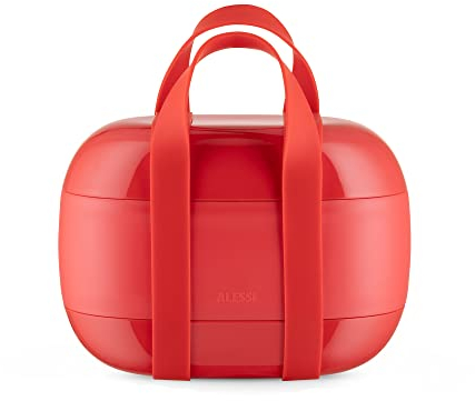 Alessi Food à Porter | SA02 G - dreiteilige Brotbox aus Thermoplastik-Kunststoff, rot.,10 cm