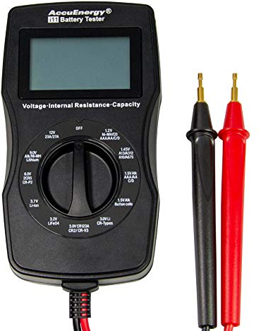 AccuEnergy i11 hochwertiges Akku- und Batterie Messgerät für Alkaline/Li-Ion/Li-Fe u.v.m., Schwarz