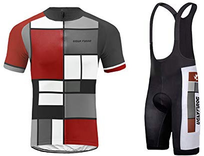 UGLY FROG Bike Wear Cycling Jersey Summer Breathable Quick Dry Short Sleeve Bicycle Jersey Shirt+3D Cushion Padded Riding Shorts Tights Pants Set for Outdoor Biking