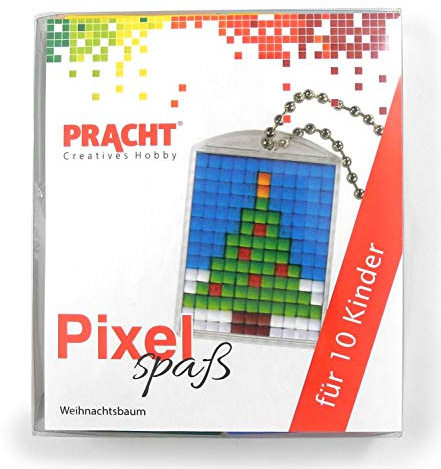 Pixel P90058-16501 Spaß Bastelset Tannenbaum, mit 10 Medaillons zum Pixeln, einfaches Stecksystem ohne Bügeln und Kleben, für Kindergeburtstag, Bastelnachmittag, Schulen und Kitas